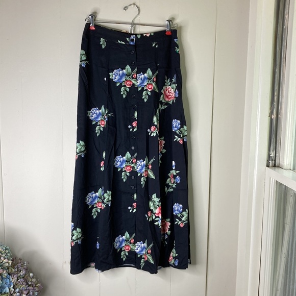 Vintage Deadstock a line paneled button down floral skirt new never worn - Picture 1 of 9